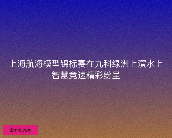 上海航海模型锦标赛在九科绿洲上演水上智慧竞速精彩纷呈