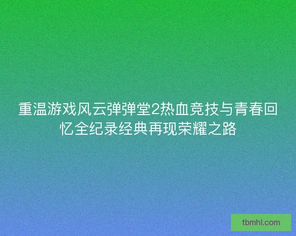 重温游戏风云弹弹堂2热血竞技与青春回忆全纪录经典再现荣耀之路