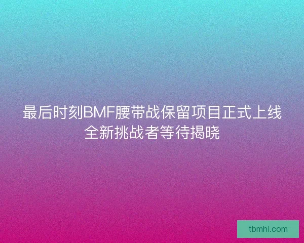 最后时刻BMF腰带战保留项目正式上线全新挑战者等待揭晓