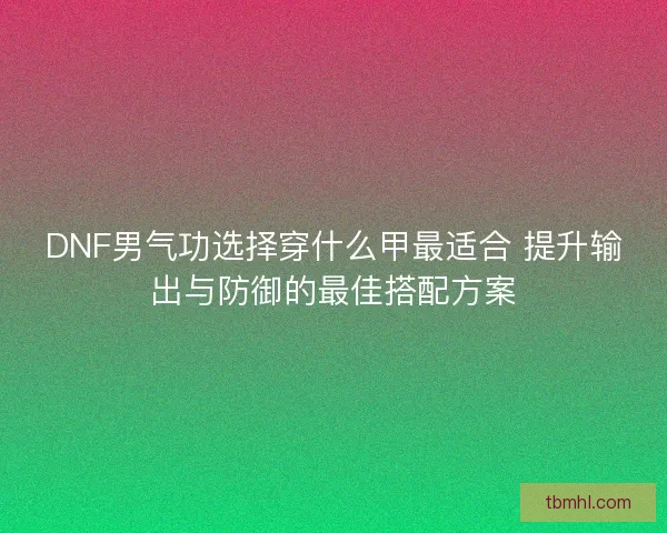 DNF男气功选择穿什么甲最适合 提升输出与防御的最佳搭配方案 DNF男气功选择穿什么甲最适合 提升输出与防御的最佳搭配方案